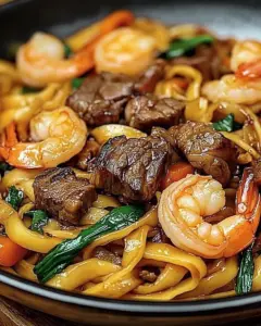 Steak & Shrimp Stir-Fried Noodles