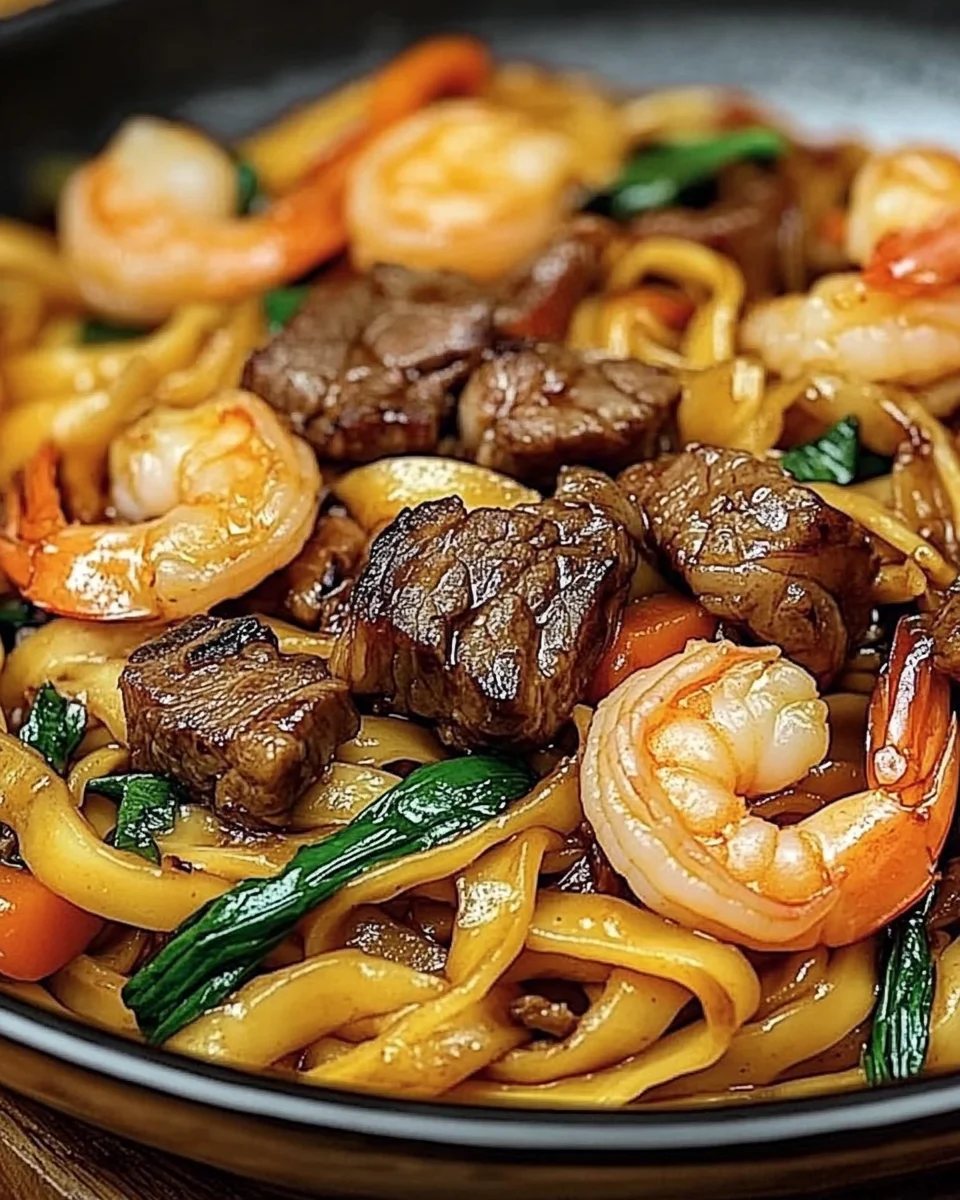 Steak & Shrimp Stir-Fried Noodles