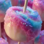 Colorful Candy Apples With Cotton Candy