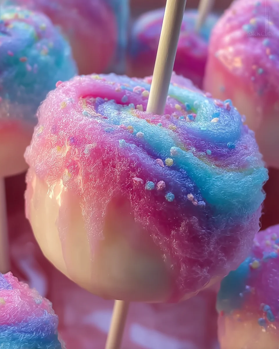 Colorful Candy Apples With Cotton Candy 16 Colorful Candy Apples With Cotton Candy