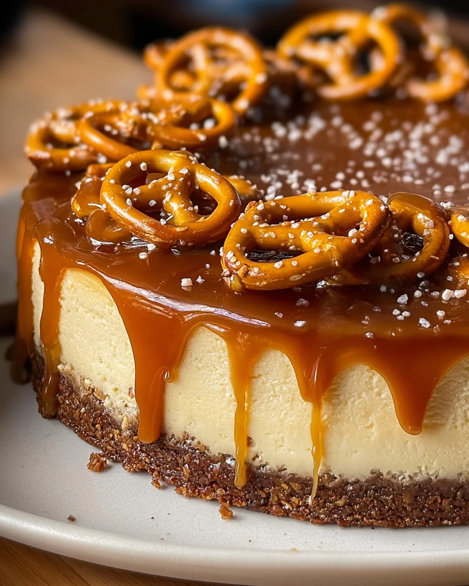 Salted Caramel Pretzel Cheesecake