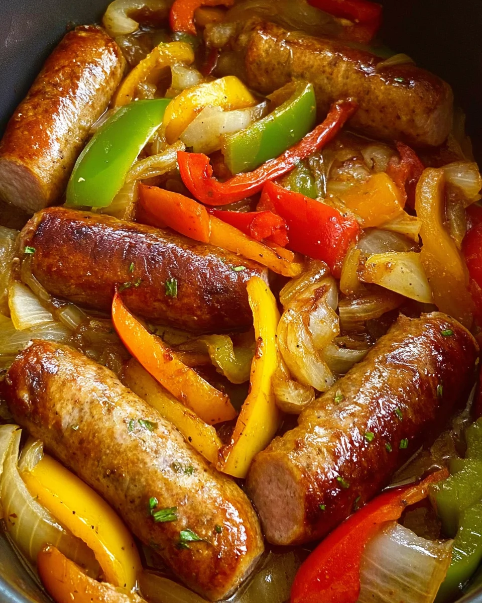 Slow Cooker Beer Bratwurst With Onions & Peppers Slow