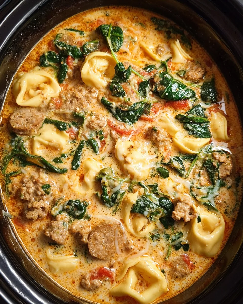 Slow Cooker Creamy Sausage & Tortellini Soup 22 Slow
