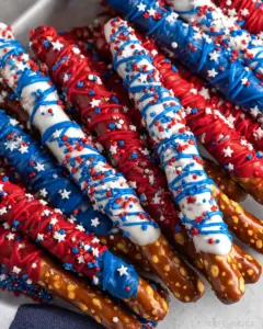 4th of July Chocolate Covered Pretzel Rods
