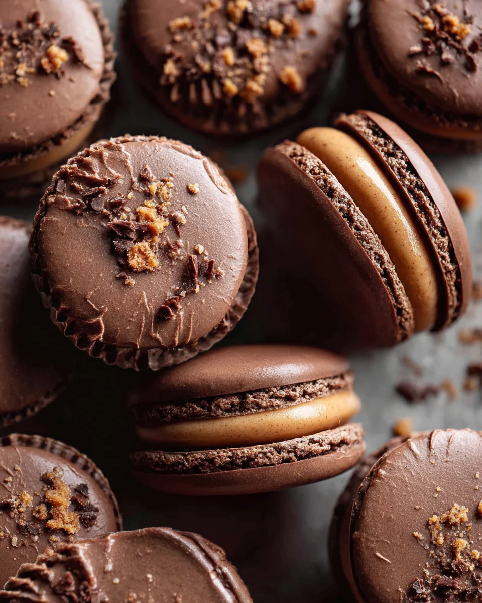 Chocolate Peanut Butter Macarons 23 Chocolate Peanut Butter Macarons