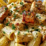 Creamy Garlic Butter Chicken and Rigatoni in Parmesan Sauce