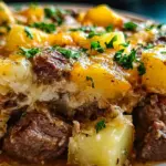 Crockpot Loaded Steak and Potato Bake Recipe