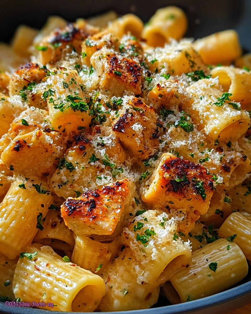 Garlic Butter Chicken with Rigatoni and Parmesan