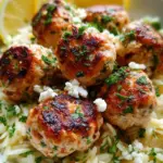 Greek Chicken Meatballs with Lemon Orzo