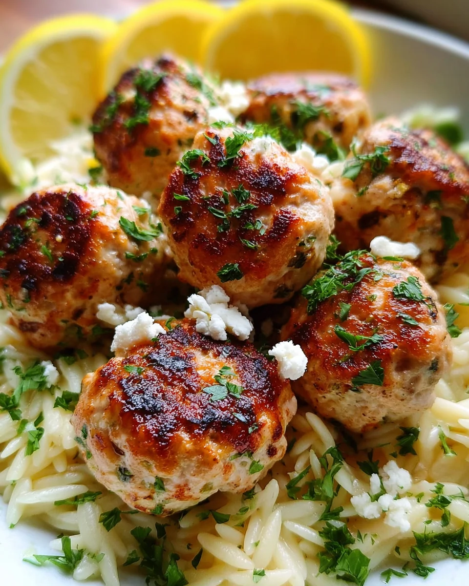 Greek Chicken Meatballs with Lemon Orzo 17 Greek Chicken Meatballs with Lemon Orzo
