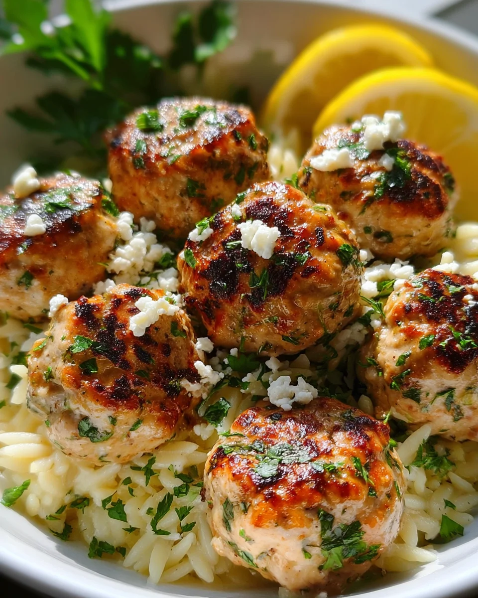 Greek Chicken Meatballs with Lemon Orzo 18 Greek