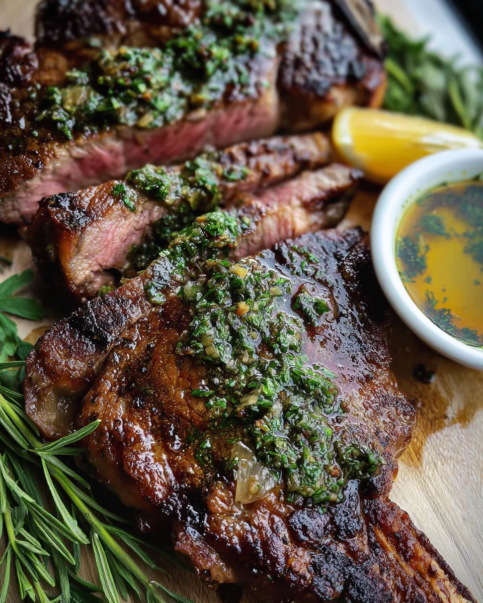 Grilled Flank Steak with Lemon-Herb Sauce