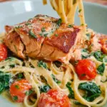 Healthy & Creamy Tuscan Salmon Pasta