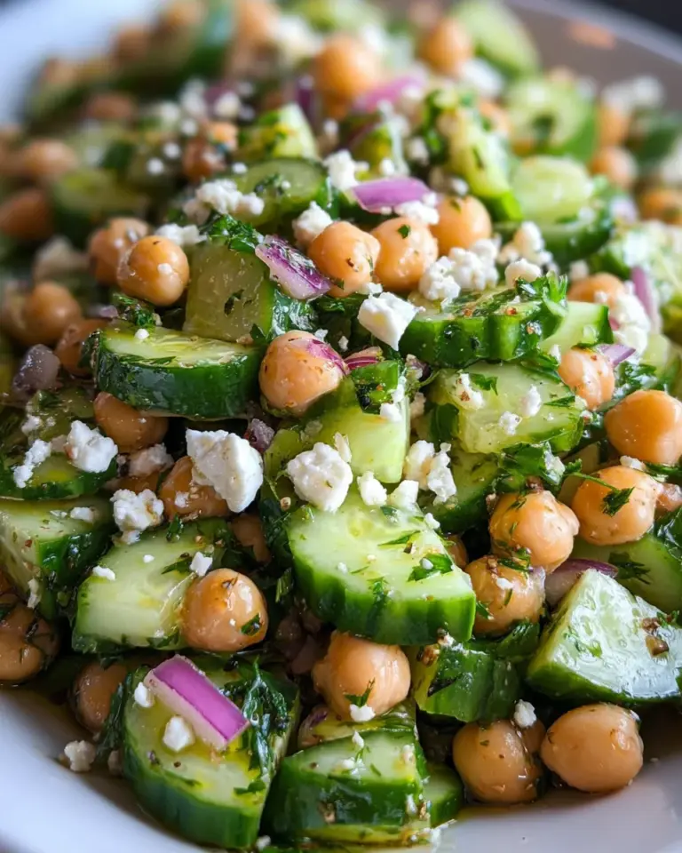 Herby Cucumber Salad with Feta and Chickpeas