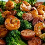 Honey Garlic Shrimp, Sausage, and Broccoli