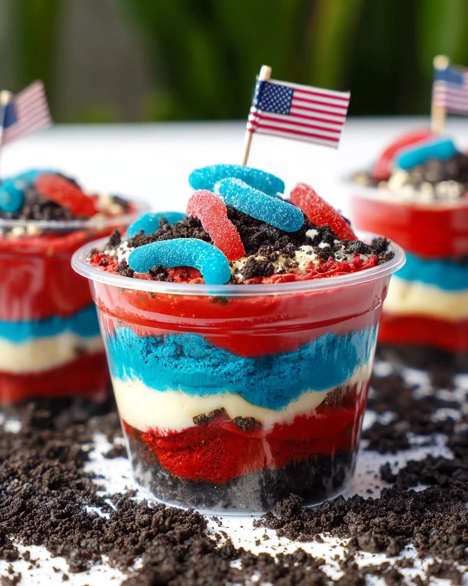 Red, White and Blue Dirt Cups Red,
