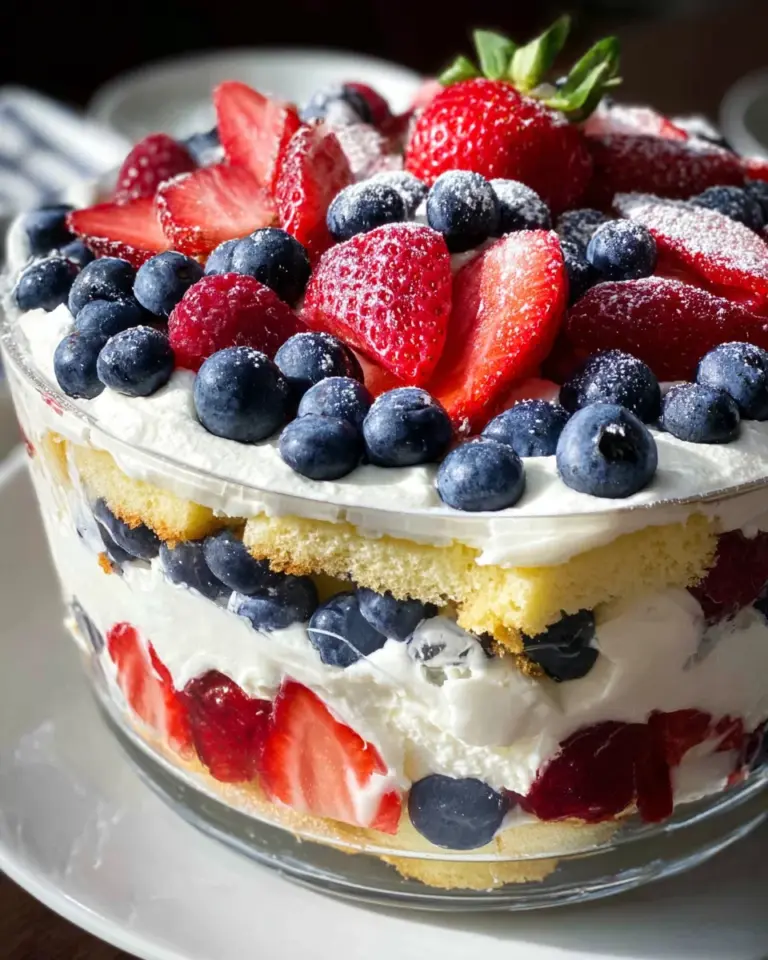 Red, White and Blue Strawberry Shortcake Trifle