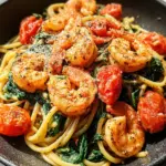 Tomato Spinach Shrimp Pasta